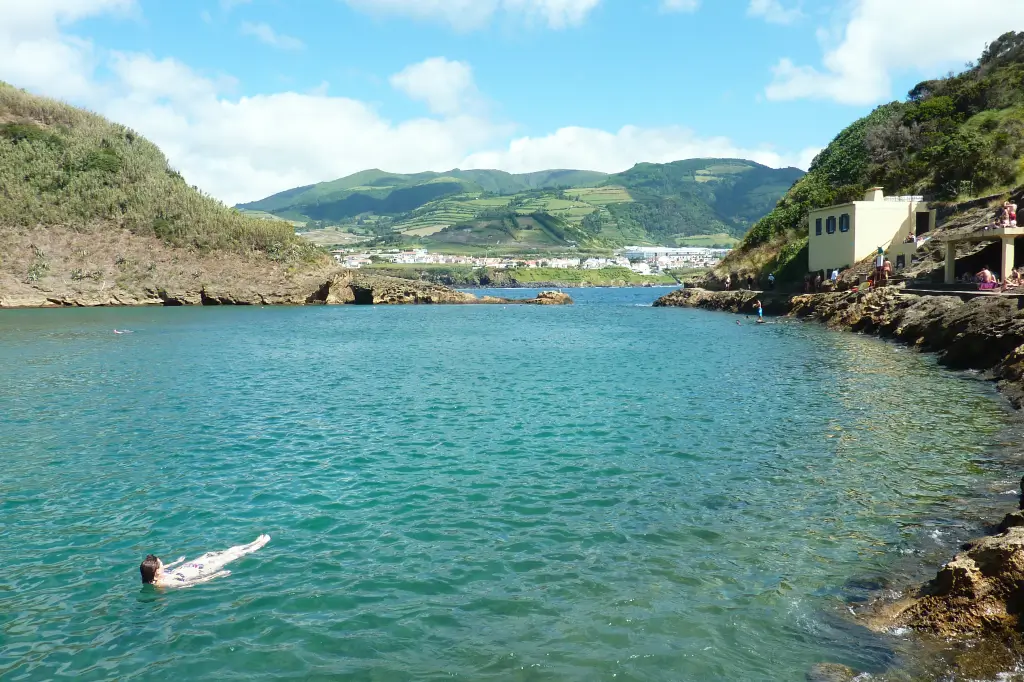 Person swimming off Vila Franca Islet - São Miguel Island