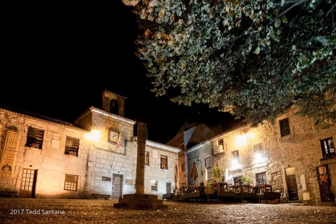 Square view in the middle of the night - Belmonte - historic villages of Portugal